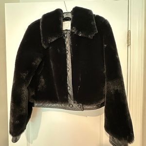 Sandro faux fur jacket size 3!